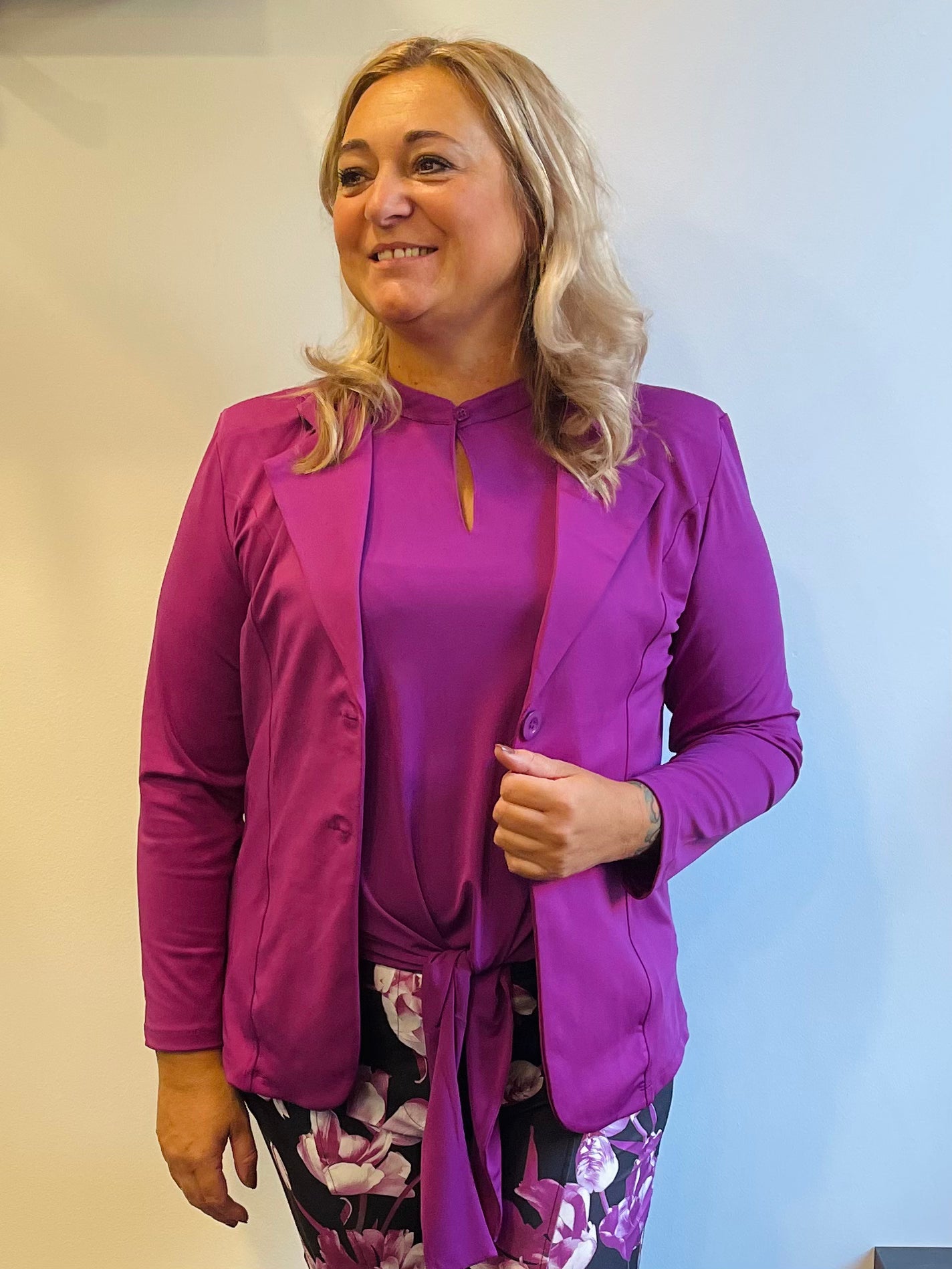 Blazer Half Lang Violet Plus-Size