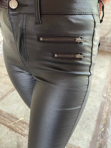Wax trousers black zipper